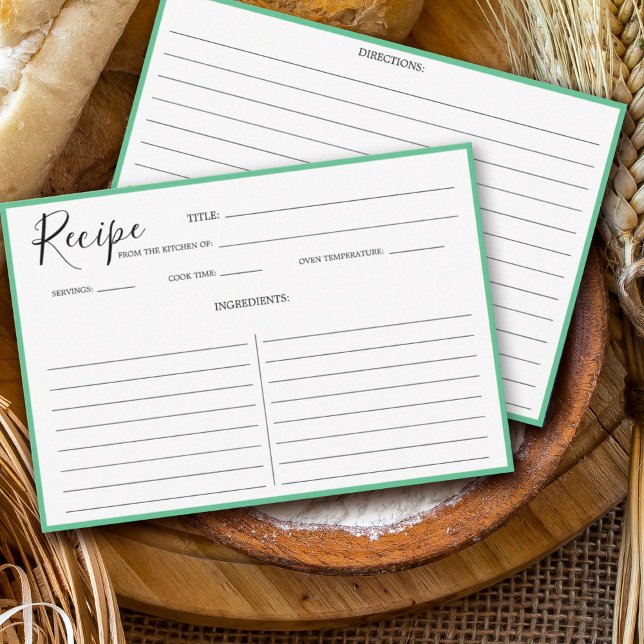 Carte de recettes moderne simple verte (Créateur téléchargé)