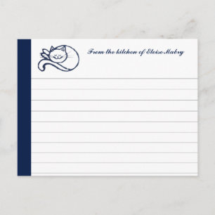 Carte de recettes personnalisées Blue Happy Cat