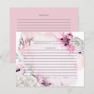 CARTE DE RECETTES Poppies roses rustiques aquare