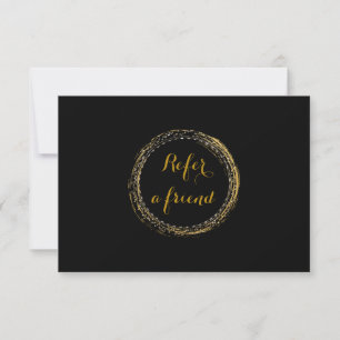 Carte de recommandation cercle Gold Foil & Black G