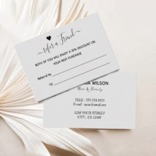 Carte de recommandation, Référer un ami, Carte de 