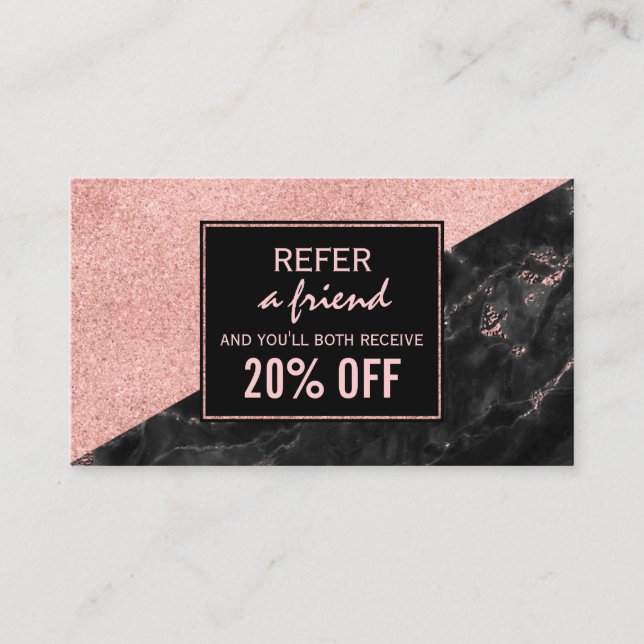 Carte de recommandation Rose Gold Marble Beauté Sa (Devant)