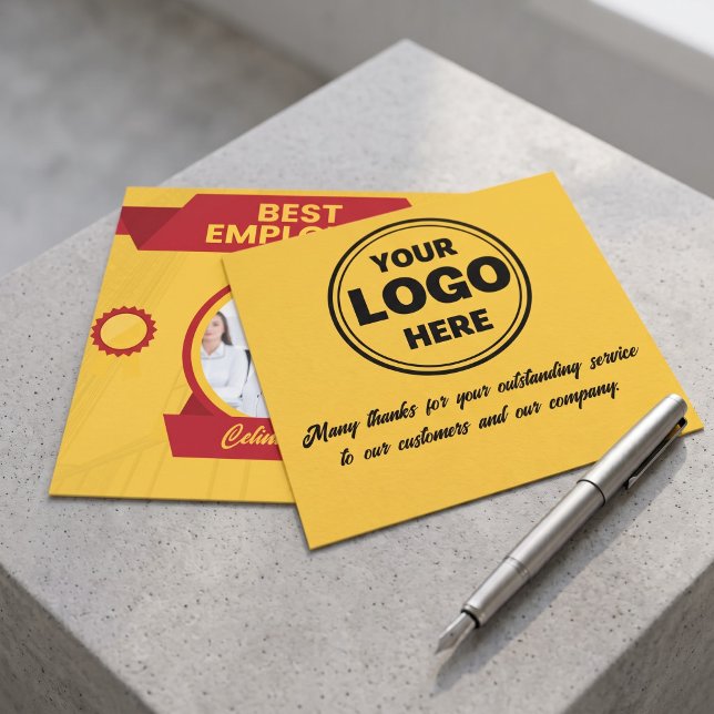 Carte de récompense de l'employé du mois de couleu (Yellow Best Employee Of The Month Award Card)
