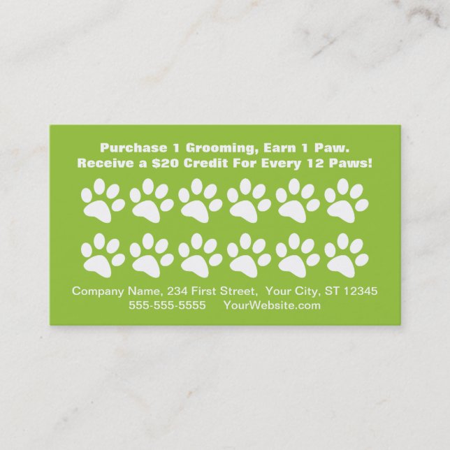 Carte de récompense du client de Dog Grooming - Ca (Devant)