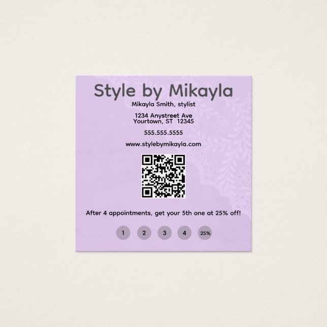 Carte de récompenses client de la beauté Lavande L (Devant)