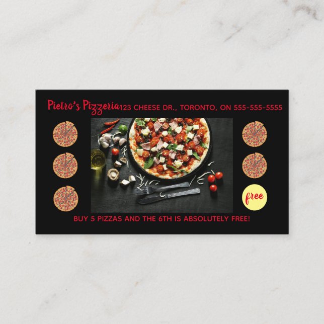 Carte de récompenses de fidélité Pizza modifiable (Devant)
