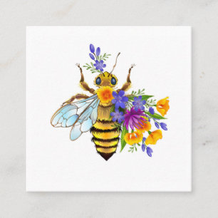 Carte De Réduction Abeille à fleurs avec plantes sauvages