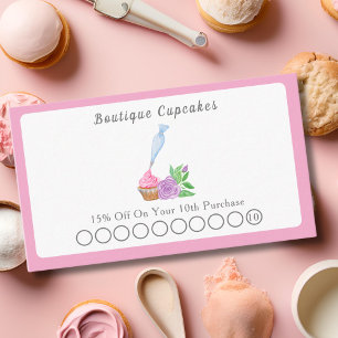 Carte De Réduction Aquarelle Frosting Cupcake Boulangerie, Restaurati