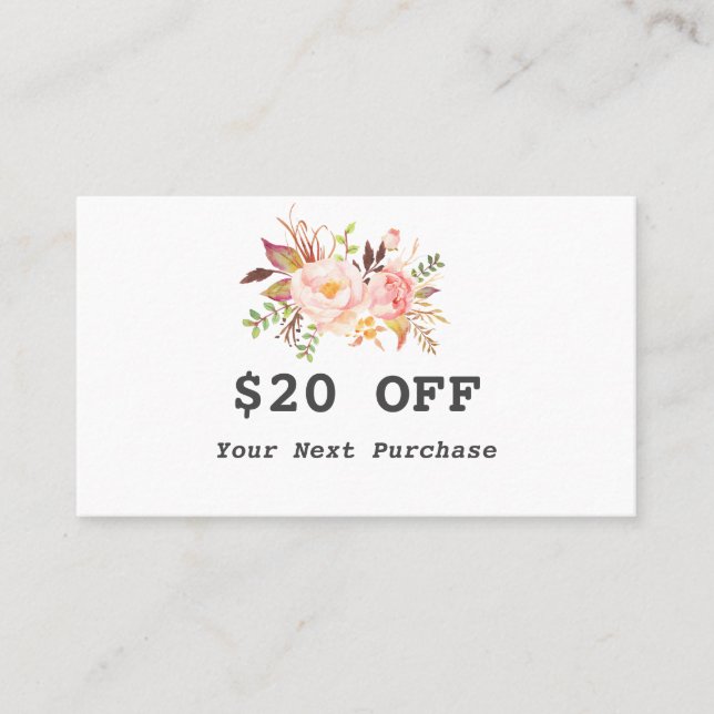 Carte De Réduction Aquarelle moderne Floral Rose Gold Maquillage Arti (Devant)