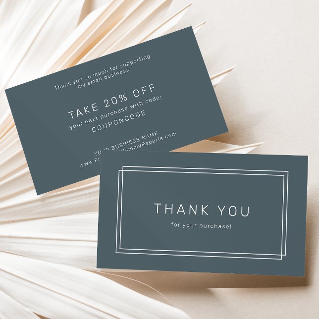 Carte De Réduction AVERY Bleu Nuit Foncé Classique Merci d'Affaires (AVERY Dark Navy Blue Classic Business Thank You Discount Card)