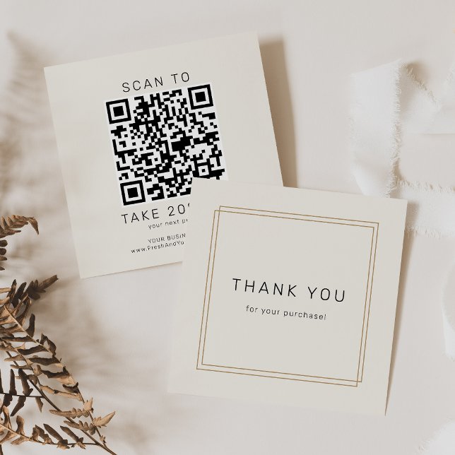 Carte De Réduction AVERY Chic Or Noir Code QR Entreprise Merci (AVERY Chic Gold Black Business QR Code Thank You Discount Card)