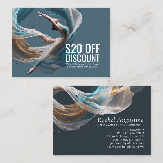 Carte De Réduction Avion Air Yoga Instructeur Pilates Fitness (Devant / Derrière)