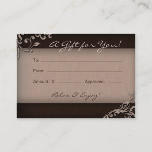 Carte De Réduction Beige Brown floral de toile de spa de