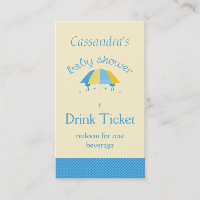 Carte De Réduction Billet bleu de boissons de baby shower doux de (Devant)