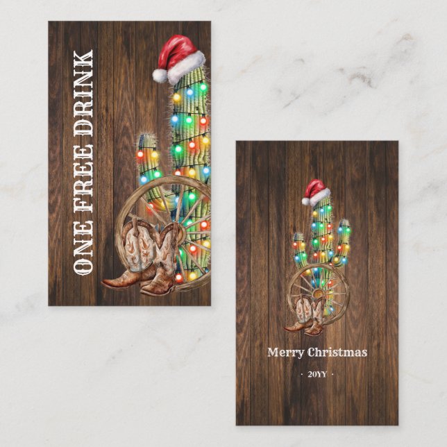 Carte De Réduction Billet de fête pour boisson gratuite Cactus de Noë (Devant / Derrière)