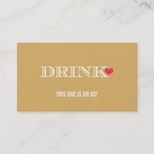 Carte De Réduction Billet Mariage Heart Gold Drink