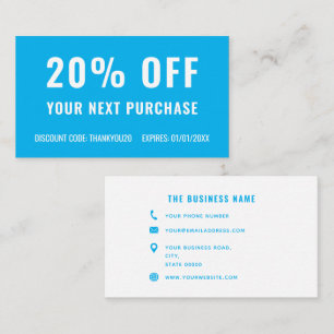 Carte De Réduction Bleu Blanc Simple Élégant Promo Loyauté