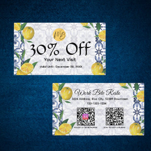 Carte De Réduction Bliss Méditerranéen Lemon Restaurant Qr Code Menu