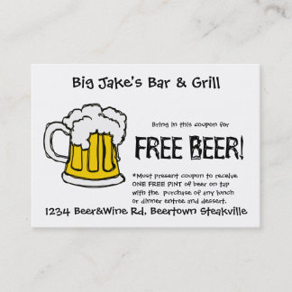 Carte De Réduction Bon de bière pour la barre de Liscensed et le