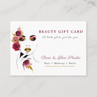 Carte De Réduction Bon de Cadeau du Salon de Beauté Rose Blanche Élég