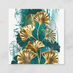 Carte De Réduction Branche avec Feuilles d'or Ginko Biloba