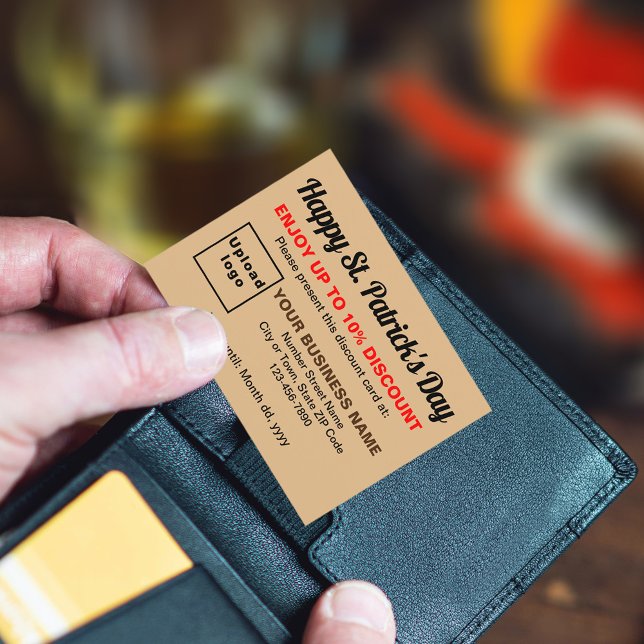 Carte de réduction Brown Business Saint Patrick Li (Attract more customers this Saint Patrick's Day. Business Saint Patrick light brown discount card.)