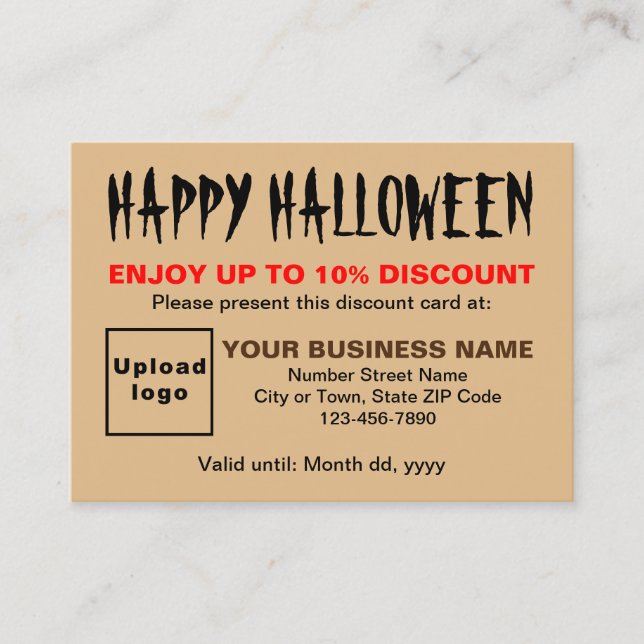 Carte de réduction Brown Halloween d'affaires (Devant)