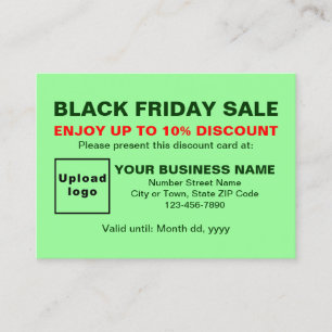 Carte De Réduction Business Black Vendredi Vente sur Light Green