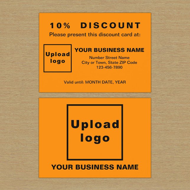 Carte de réduction Business Orange (Front and back sides of orange color discount card for your business.)