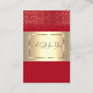 Carte De Réduction Cadre doré chic moderne élégant, Confettis Rouge