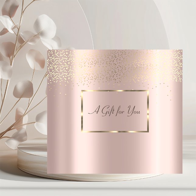 Carte De Réduction Cadre doré élégant, confettis rose gold (Créateur téléchargé)