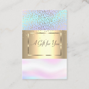 Carte De Réduction Cadre élégant doré tendance, confettis holographiq
