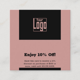 Carte De Réduction Carré Dual-Tone Rose & Noir Coiffeur 10% de réduct