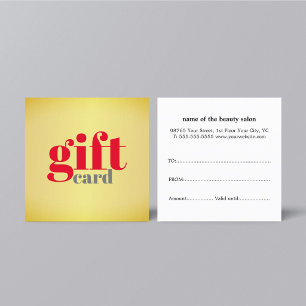 Carte De Réduction Carte-cadeau simple élégante dorée rouge