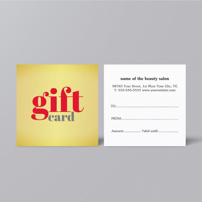 Carte De Réduction Carte-cadeau simple élégante dorée rouge (Créateur téléchargé)