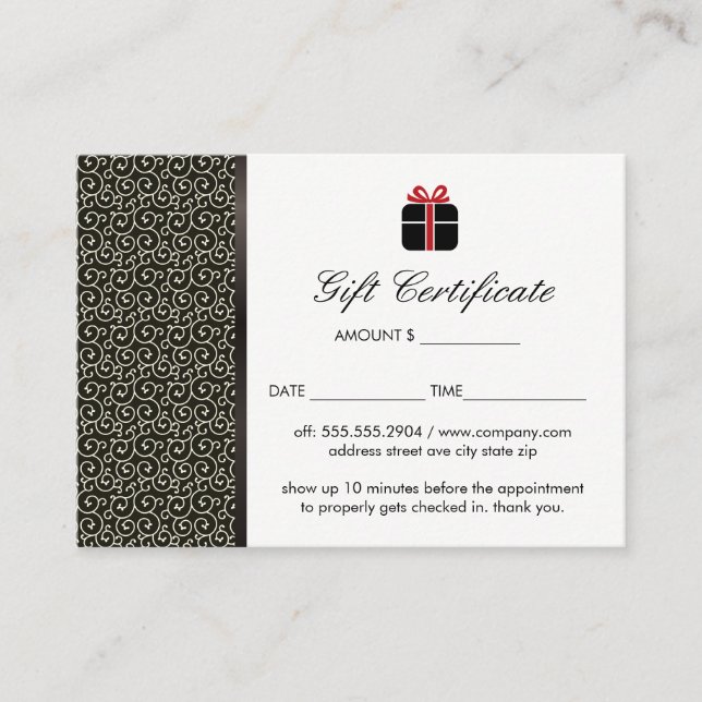 Carte De Réduction Certificat-cadeau (Devant)