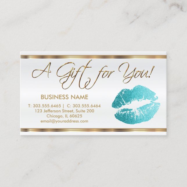 Carte De Réduction Certificat-cadeau Entreprise Turquoise Lipstick -  (Devant)