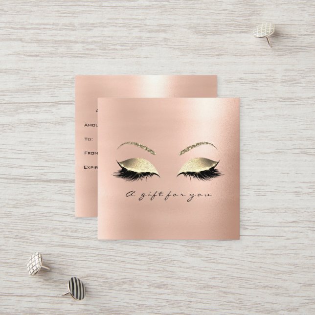 Carte De Réduction Certificat-cadeau Rose Pink Gold Lashes Eye maquil (Devant/Arrière en situation)