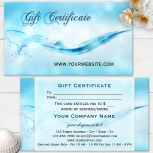 Carte De Réduction Certificat-cadeau Spa pour eau
