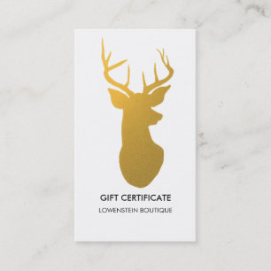 Carte De Réduction Certificat-prime élégant de renne d'or moderne