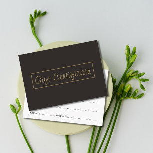 Carte De Réduction Certificat-prime foncé élégant minimal de beaut