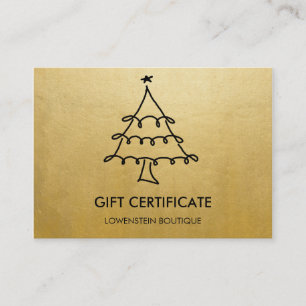 Carte De Réduction Certificat-prime moderne de Noël de feuille d'or