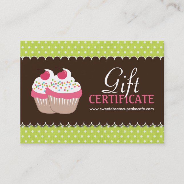 Carte De Réduction Certificat-prime personnalisable de petit gâteau (Devant)