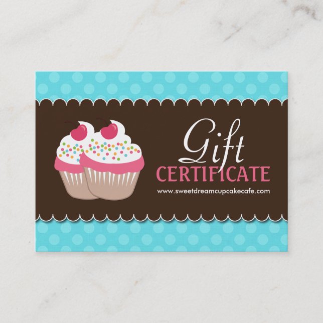 Carte De Réduction Certificat-prime personnalisable de petit gâteau (Devant)