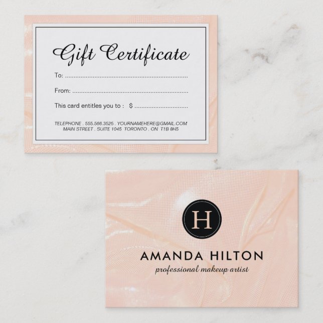 Carte De Réduction Certificat-prime rose d'or de luxe (Devant / Derrière)