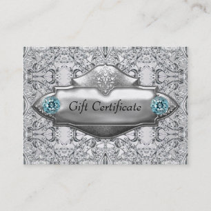 Carte De Réduction Certificat-prime turquoise élégant de dentelle