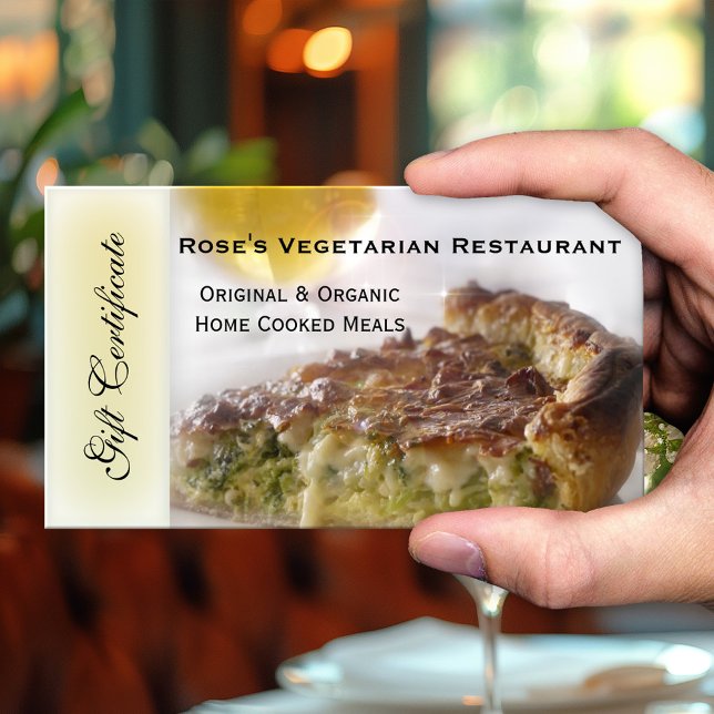 Carte De Réduction Chèque-cadeau de restaurant ou bon-cadeau (Gift certificate for a vegetarian or vegan restaurant featuring your custom photo)