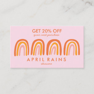 Carte De Réduction Chic Arcs-en-ciel rose simple