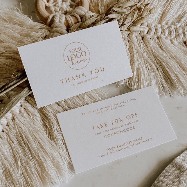 Carte De Réduction Chic Gold Typographie Business Logo Merci (Créateur téléchargé)