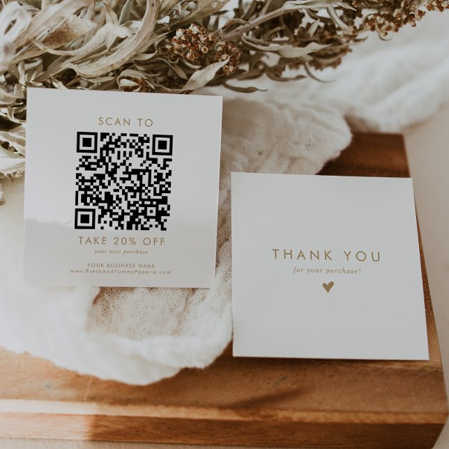 Carte De Réduction Chic Gold Typographie Business QR Code Merci (Créateur téléchargé)